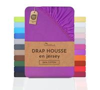 NatureMark Drap-Housse en Jersey, 100% Coton, Disponible dans de Nombreuses Tailles et Couleurs, qualité Oeko-Tex Standard 100, 140 x 200 cm - 160 x 200 cm, Violet