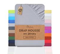 NatureMark Drap-Housse en Jersey, 100% Coton, Disponible dans de Nombreuses Tailles et Couleurs, qualité Oeko-Tex Standard 100, 140 x 200 cm - 160 x 200 cm, Gris Argent