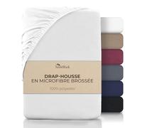 NatureMark Drap-Housse en Microfibre Brossée - Ultra Doux, Respirant & Hypoallergénique - Séchage Rapide, Facile d’Entretien - Bonnet Élastique - 140x200 cm Blanc