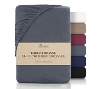 NatureMark Drap-Housse en Microfibre Brossée - Ultra Doux, Respirant & Hypoallergénique - Séchage Rapide, Facile d’Entretien - Bonnet Élastique - 180x200 cm Gris Anthracite