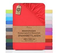 NatureMark Drap-housse en microfibre pour lit à sommier tapissier et pour lit à eau - 200 x 220 cm - Hauteur de bonnet 40 cm - 200 x 220 cm - 100 % polyester - Rouge