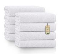 NatureMark Green Mark Serviettes - Lot de 8 pièces - 100% Coton, Douces et Ultra-Absorbantes, Qualité Premium pour Salle de Bain, Spa et Salle de Sport, 50 × 100 cm, Blanc