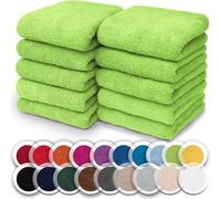 NatureMark Lot de 10 Gants de Toilette en éponge pour Le Visage et Les Mains - 100% Coton, Doux et absorbants - 30×30 cm, Pomme Verte