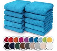 NatureMark Lot de 10 Gants de Toilette en Frotte - Doux, Absorbants et Résistants, Idéal pour Le Bain et Le Soin Quotidien - Turquoise, 30x30 cm