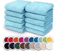 NatureMark Lot de 10 Gants de Toilette en Frotte - Doux, Absorbants et Résistants, Idéal pour Le Bain et Le Soin Quotidien - Bleu Clair, 30x30 cm