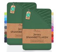 NatureMark Lot de 2 draps-Housses en Jersey, 100% Coton, dans de Nombreuses Tailles et Couleurs, qualité de la Marque Öko-Tex Standard 100, 120 x 200 cm, Vert foncé