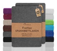NatureMark Lot de 2 draps-housses en tissu éponge, doux et respirant, doux pour la peau, pratique et facile d'entretien, durable, 80 % coton et 20 % polyester, 180 x 200 cm - 200 x 200 cm, gris