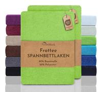 NatureMark Lot de 2 draps-housses en tissu éponge pour des nuits douces et douillettes, disponible dans de nombreuses tailles et couleurs, 180 x 200 cm, 200 x 200 cm, vert pomme
