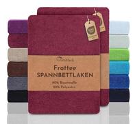NatureMark Lot de 2 draps-housses en tissu éponge pour des nuits douces et douillettes, disponible en plusieurs tailles et couleurs, 120 x 200 cm, bordeaux rouge