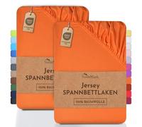 NatureMark Lot de 2 draps-Housses Jersey 100 % Coton - élastiques, Respirants et Confortables - 120x200 cm, Terracotta