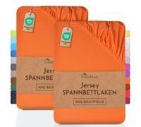 NatureMark Lot de 2 draps-Housses Jersey 100 % Coton - élastiques, Respirants et Confortables - 140 x 200-160 x 200 cm, Terracota