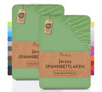 NatureMark Lot de 2 draps-Housses Jersey 100 % Coton - élastiques, Respirants et Confortables - 70x140 cm, Jade