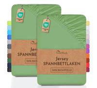 NatureMark Lot de 2 draps-Housses Jersey 100 % Coton - élastiques, Respirants et Confortables - 70x140 cm, Jade
