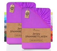 NatureMark Lot de 2 draps-Housses Jersey 100 % Coton - élastiques, Respirants et Confortables - 90x200-100x200 cm, Lilas
