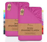 NatureMark Lot de 2 draps-Housses Jersey 100 % Coton - élastiques, Respirants et Confortables - 90x200-100x200 cm, Rose