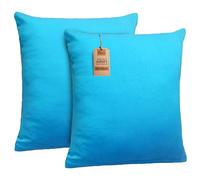 NatureMark Lot de 2 Housses de Coussin en Jersey - 100% Coton - avec Fermeture éclair - Douces et Respirantes - Turquoise, 40x40 cm