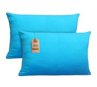 NatureMark Lot de 2 Housses de Coussin en Jersey - 100% Coton - avec Fermeture éclair - Douces et Respirantes - Turquoise, 40x60 cm (Coussin Cervical)