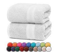 NatureMark Lot de 2 Serviettes de Douche 100 % Coton - 500 g/m², Douces et absorbantes - 70 x 140 cm, Blanc