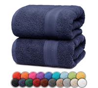 NatureMark Lot de 2 Serviettes de Douche 100 % Coton - 500 g/m², Douces et absorbantes - 70 x 140 cm, Bleu Marine