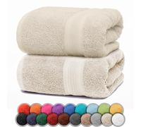 NatureMark Lot de 2 Serviettes de Douche 100 % Coton - 500 g/m², Douces et absorbantes - 70 x 140 cm, Naturel/Crème