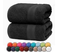 NatureMark Lot de 2 Serviettes de Douche 100 % Coton - 500 g/m², Douces et absorbantes - 70 x 140 cm, Noir