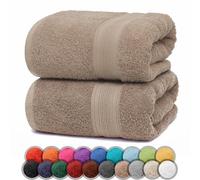 NatureMark Lot de 2 Serviettes de Douche 100 % Coton - 500 g/m², Douces et absorbantes - 70 x 140 cm, Sable/Beige
