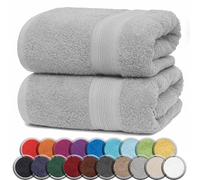 NatureMark Lot de 2 Serviettes de Sauna 100% Coton - Serviettes de Bain Douces et très absorbantes 80x200 cm - pour Sauna, Spa et Fitness - Gris Argenté
