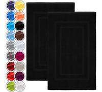NatureMark Lot de 2 Tapis de Bain 50x80 cm - Coton Éponge 800 g/m² - Tapis Salle de Bain Épais et Très Absorbant - Séchage Rapide - sans Base Caoutchouc - Noir