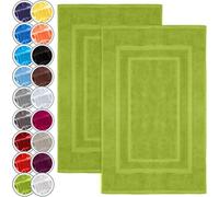 NatureMark Lot de 2 Tapis de Bain 50x80 cm - Coton Éponge 800 g/m² - Tapis Salle de Bain Épais et Très Absorbant - Séchage Rapide - sans Base Caoutchouc - Vert Pomme