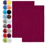 NatureMark Lot de 2 Tapis de Bain 50x80 cm - Coton Éponge 800 g/m² - Tapis Salle de Bain Épais et Très Absorbant - Séchage Rapide - sans Base Caoutchouc - Rose