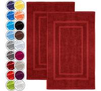 NatureMark Lot de 2 Tapis de Bain 50x80 cm - Coton Éponge 800 g/m² - Tapis Salle de Bain Épais et Très Absorbant - Séchage Rapide - sans Base Caoutchouc - Rouge Bordeaux