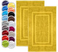 NatureMark Lot de 2 Tapis de Bain 50x80 cm - Coton Éponge 800 g/m² - Tapis Salle de Bain Épais et Très Absorbant - Séchage Rapide - sans Base Caoutchouc - Jaune