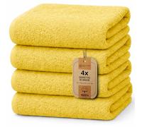 NatureMark Lot de 4 draps de Douche - draps de Douche Doux et absorbants en 100% Coton, adaptés à Un Usage Quotidien - Jaune, 70x140 cm