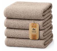 NatureMark Lot de 4 draps de Douche - draps de Douche Doux et absorbants en 100% Coton, adaptés à Un Usage Quotidien - Sable/Beige, 70x140 cm