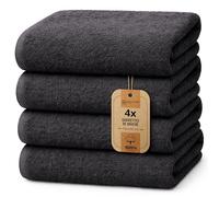 NatureMark Lot de 4 draps de Douche - draps de Douche Doux et absorbants en 100% Coton, adaptés à Un Usage Quotidien - Noir, 70x140 cm