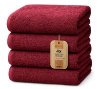 NatureMark Lot de 4 draps de Douche - draps de Douche Doux et absorbants en 100% Coton, adaptés à Un Usage Quotidien - Rouge Bordeaux, 70x140 cm