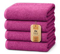 NatureMark Lot de 4 draps de Douche - draps de Douche Doux et absorbants en 100% Coton, adaptés à Un Usage Quotidien - Rose, 70x140 cm