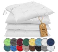 NatureMark Lot de 4 Galettes de Chaises avec Rubans 40x40 cm - Coussin de Chaise Épais pour Intérieur & Jardin - Couleur Blanc