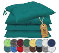 NatureMark Lot de 4 Galettes de Chaises avec Rubans 40x40 cm - Coussin de Chaise Épais pour Intérieur & Jardin - Couleur Pétrole