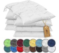 NatureMark Lot de 8 Galettes de Chaises avec Rubans 40x40 cm - Coussin de Chaise Épais pour Intérieur & Jardin - Couleur Nature/crème