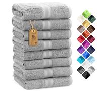 NatureMark Lot de 8 Serviettes à Main - 100% Coton - Serviettes Absorbantes et Durables, Taille 50×100 cm, Gris Argenté