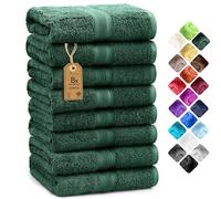 NatureMark Lot de 8 Serviettes à Main - 100% Coton - Serviettes Absorbantes et Durables, Taille 50×100 cm, Vert Foncé