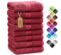 NatureMark Lot de 8 Serviettes à Main - 100% Coton - Serviettes Absorbantes et Durables, Taille 50×100 cm, Bordeaux Rot