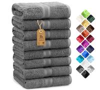 NatureMark Lot de 8 Serviettes à Main - 100% Coton - Serviettes Absorbantes et Durables, Taille 50×100 cm, Gris Antracita