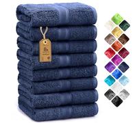NatureMark Lot de 8 Serviettes à Main - 100% Coton - Serviettes Absorbantes et Durables, Taille 50×100 cm, Bleu Marine