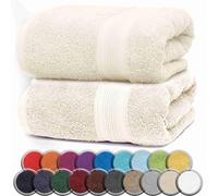 Linge de bain en éponge, paquet de 2 100x150cm, 100% coton, blanc naturel
