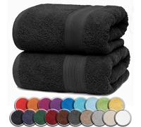 NatureMark Serviettes de Sauna Lot de 2-100% Coton, Douces et Absorbantes, Lavables en Machine - 80x200 cm - Noir