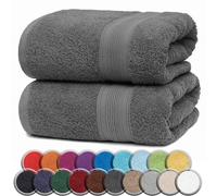 NatureMark Serviettes de Sauna Lot de 2-100% Coton, Douces et Absorbantes, Lavables en Machine - 80x200 cm - Gris Anthracite