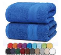 NatureMark Serviettes de Sauna Lot de 2-100% Coton, Douces et Absorbantes, Lavables en Machine - 80x200 cm - Bleu Royal