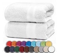 NatureMark Serviettes de Sauna Lot de 2-100% Coton, Douces et Absorbantes, Lavables en Machine - 80x200 cm - Blanc